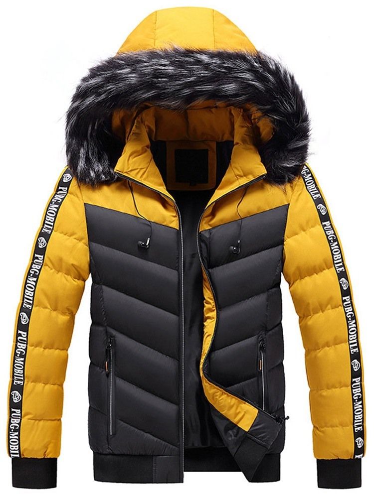 Herren Patchwork Color Block Standard Zipper European Daunenjacke