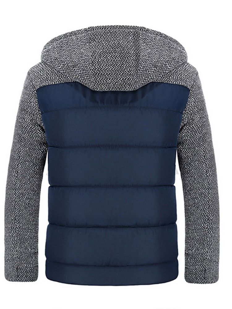 Herren Patchwork Standard Daunenjacke Mit Kapuze Und Reißverschluss