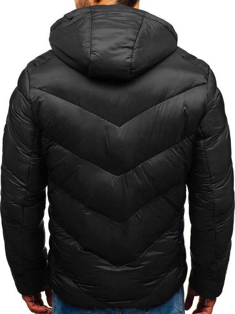 Herren Standard Color Block Zipper Casual Daunenjacke