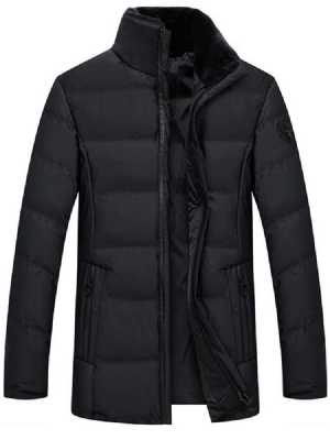 Mittellange Stehkragen Plain Casual Zipper Herren Daunenjacke