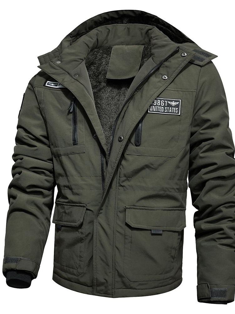 Patchwork Block Standard Zipper Casual Herren Daunenjacke