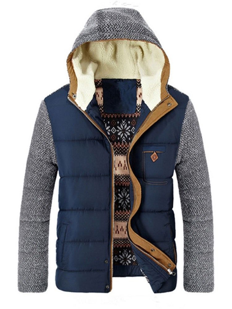 Patchwork Color Block Kapuzen Casual Herren Daunenjacke