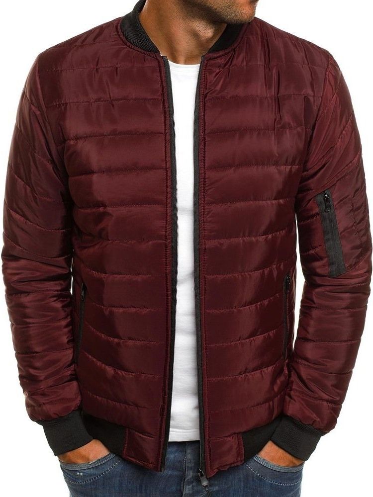 Patchwork Color Block Standard Zipper Casual Herren Daunenjacke