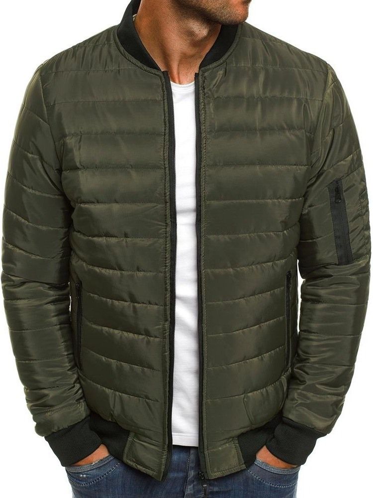 Patchwork Color Block Standard Zipper Casual Herren Daunenjacke