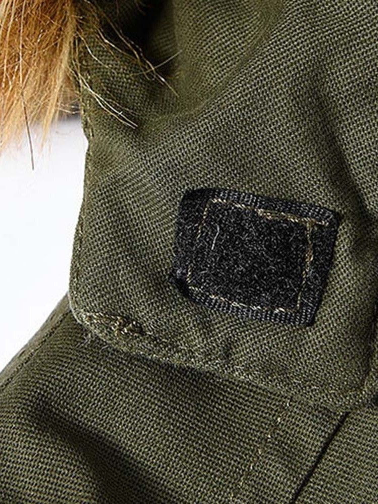 Patchwork Mittellanger Farbblock Reißverschluss Lässige Herren Daunenjacke