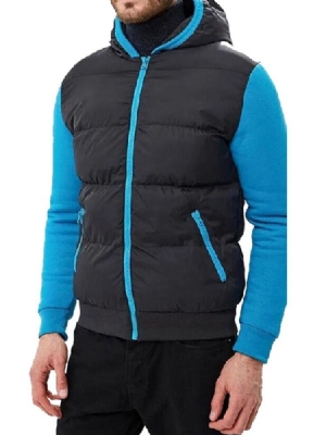 Standard-farbblock-kapuzen-freizeit-herren-daunenjacke