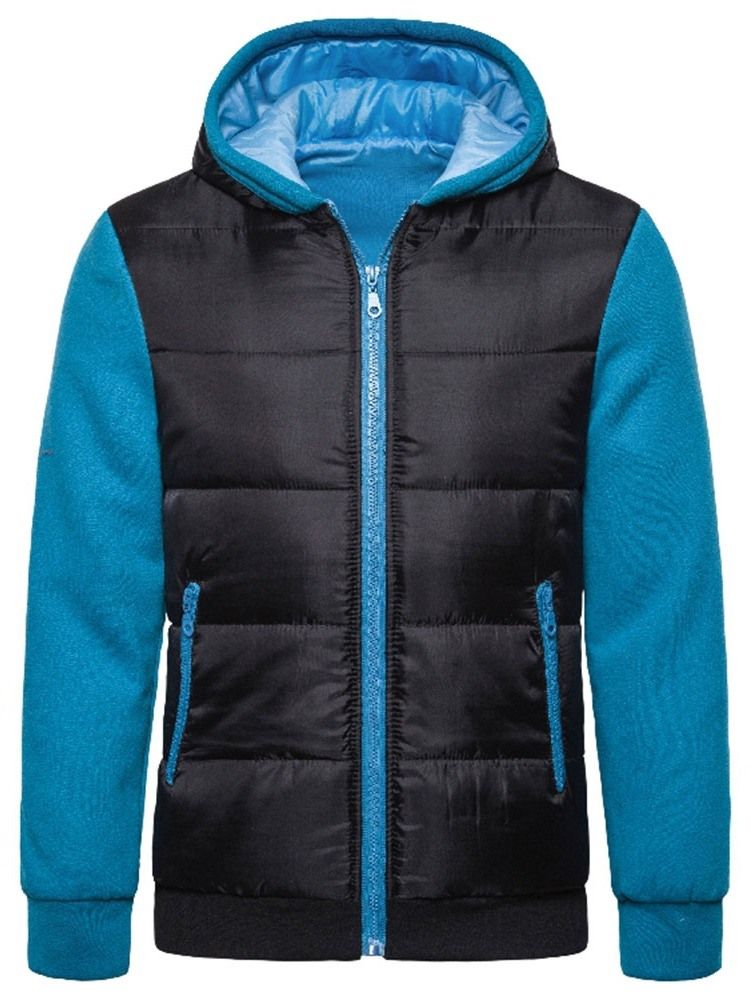 Standard-farbblock-kapuzen-freizeit-herren-daunenjacke