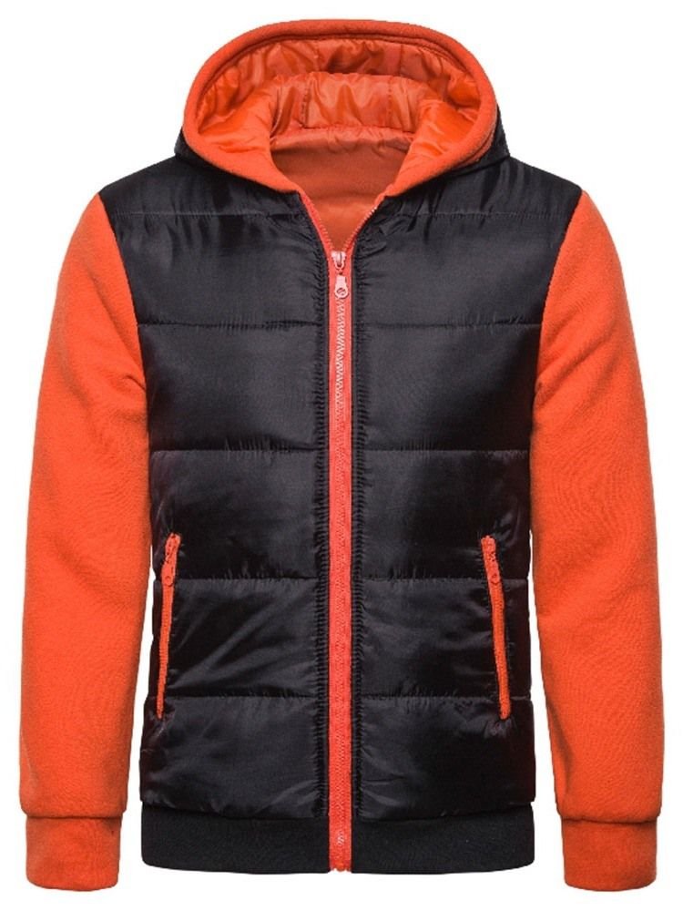 Standard-farbblock-kapuzen-freizeit-herren-daunenjacke