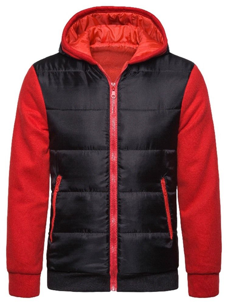 Standard-farbblock-kapuzen-freizeit-herren-daunenjacke