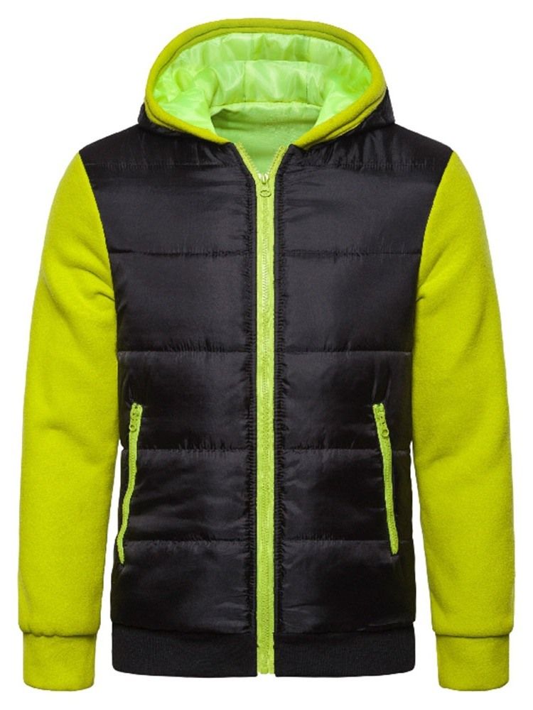 Standard-farbblock-kapuzen-freizeit-herren-daunenjacke