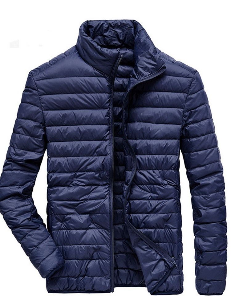 Standard Schlichte Stehkragen Casual Herren Daunenjacke