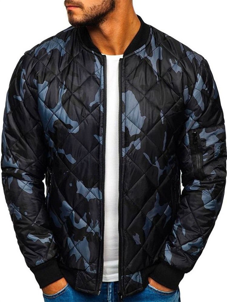 Standkragen Camouflage Standard Zipper European Herren Daunenjacke