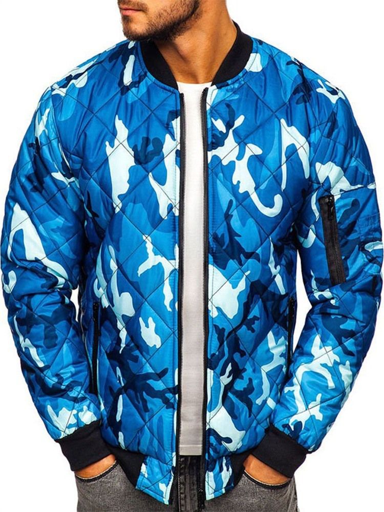 Standkragen Camouflage Standard Zipper European Herren Daunenjacke