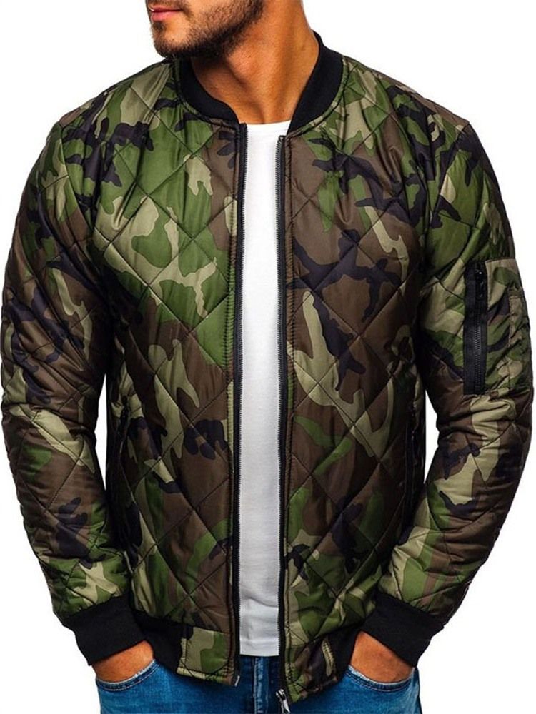 Standkragen Camouflage Standard Zipper European Herren Daunenjacke