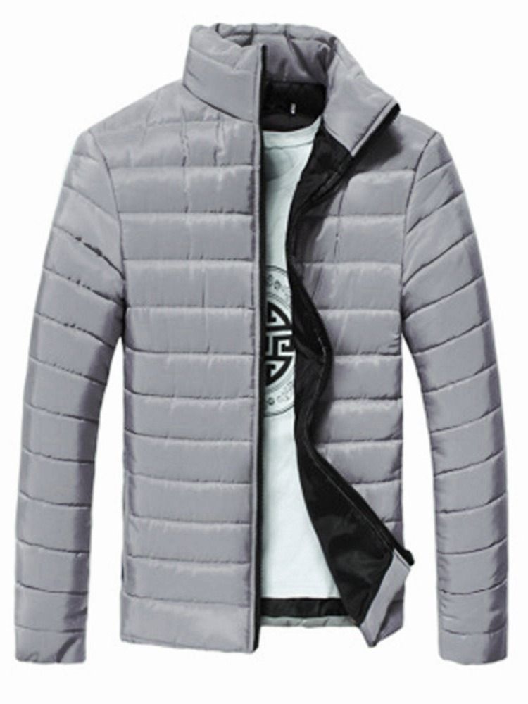 Stehkragen Einfarbiger Reißverschluss Casual Style Herren Daunenjacke