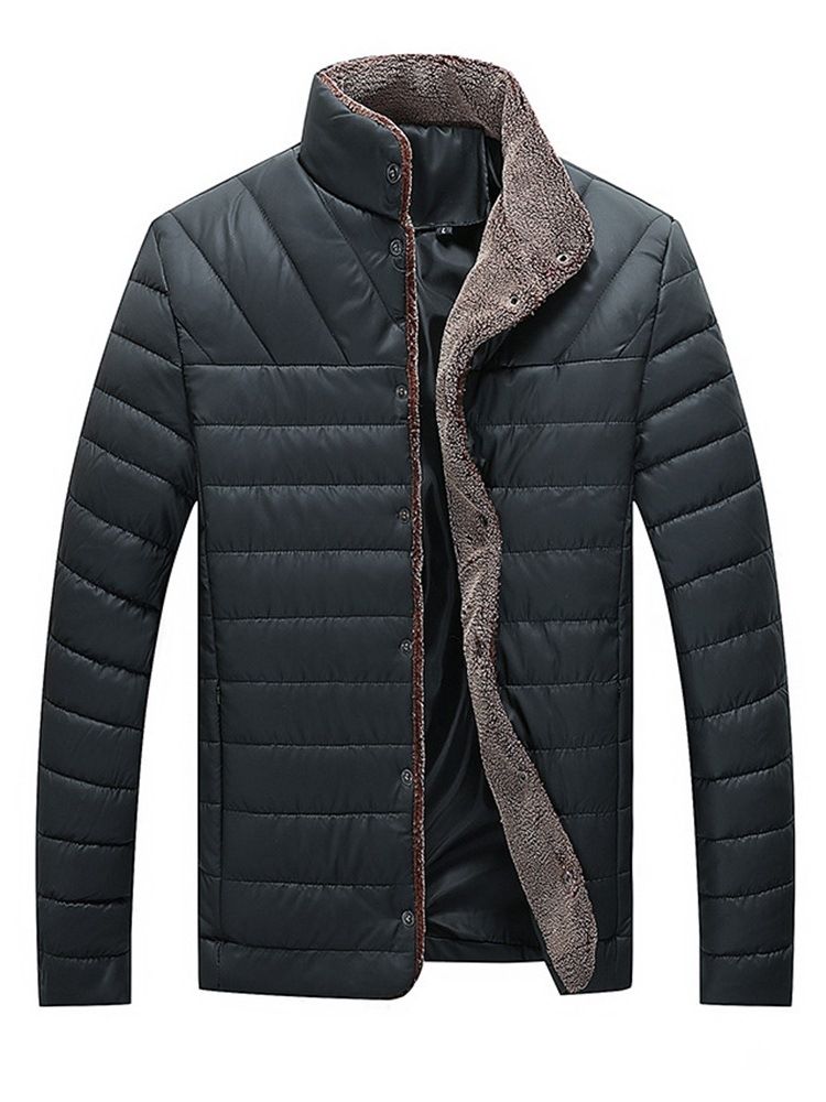 Stehkragen Plain Pocket Herren Winter Steppjacke