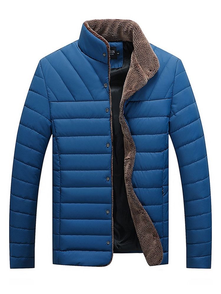 Stehkragen Plain Pocket Herren Winter Steppjacke