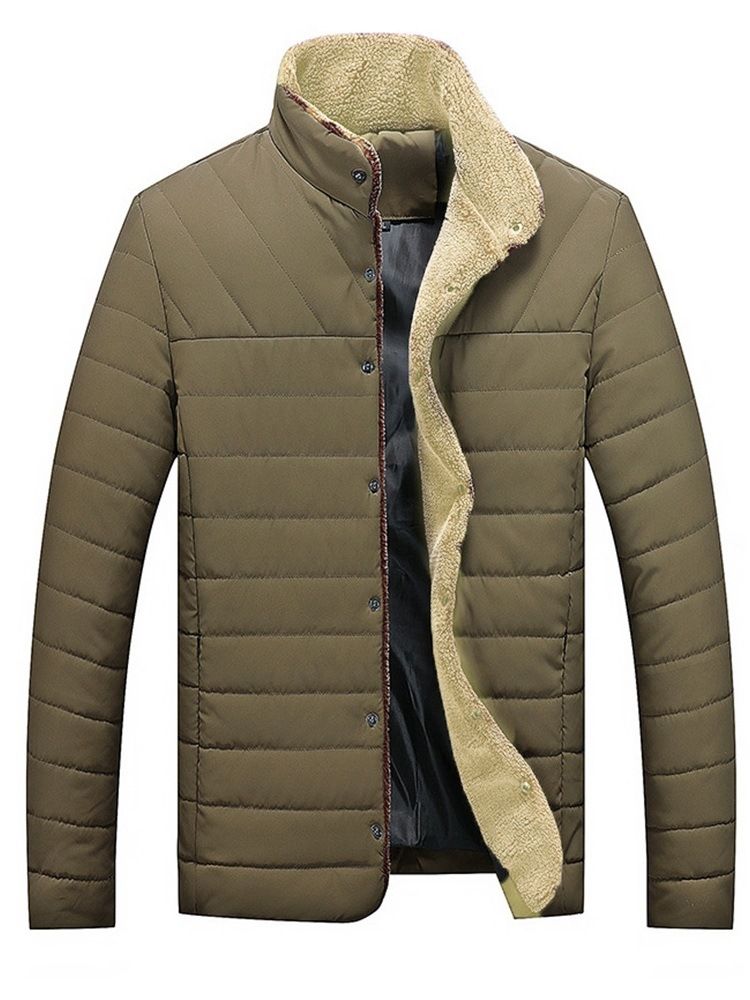 Stehkragen Plain Pocket Herren Winter Steppjacke