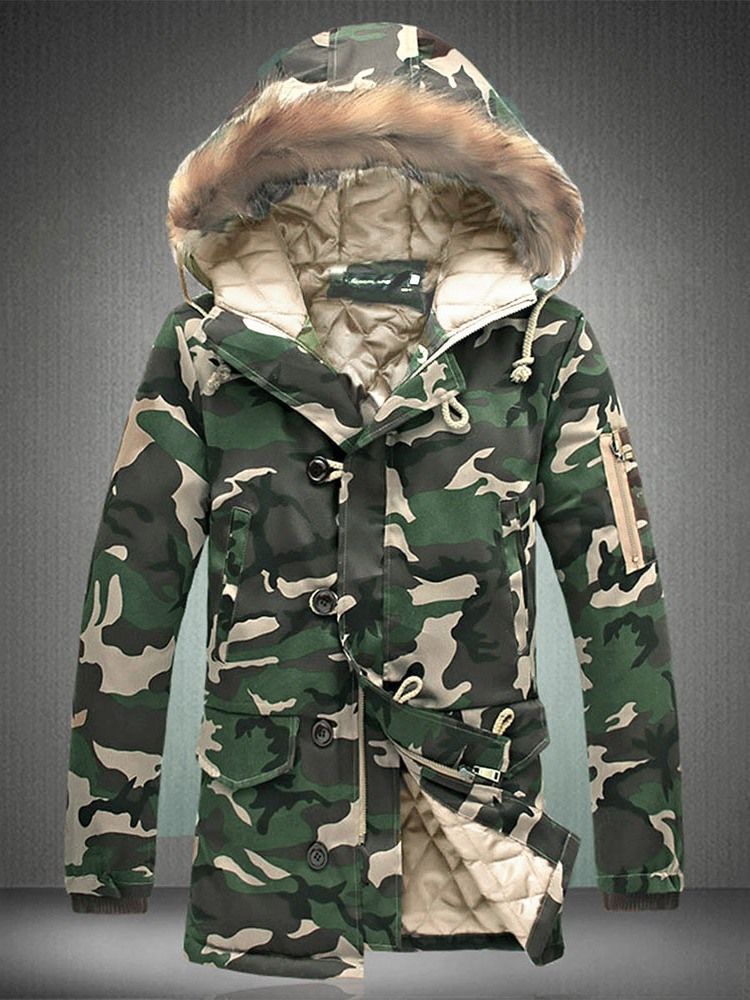 Zip Camouflage Thicken Warm Herren Wintermantel