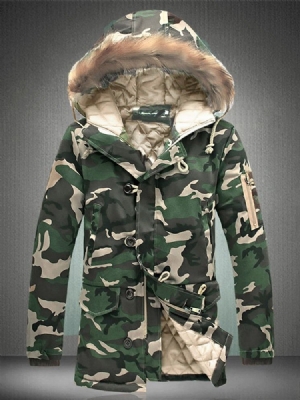 Zip Camouflage Thicken Warm Herren Wintermantel