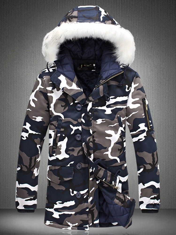 Zip Camouflage Thicken Warm Herren Wintermantel