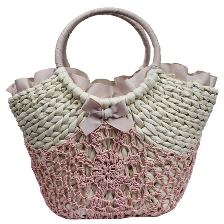 Casual Bowknot Crochet Strohhandtasche