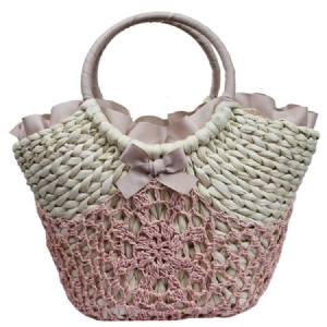 Casual Bowknot Crochet Strohhandtasche