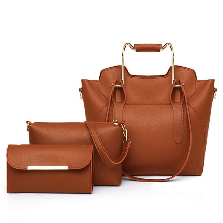 Casual Plain Pu Soft Bag Set Bag