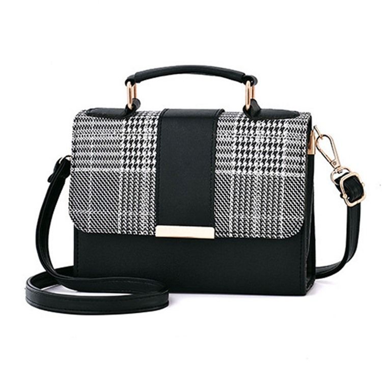 Farbblock Pu-houndstooth Square Tote Bags