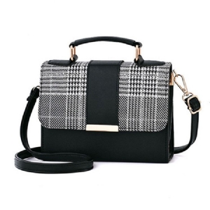 Farbblock Pu-houndstooth Square Tote Bags