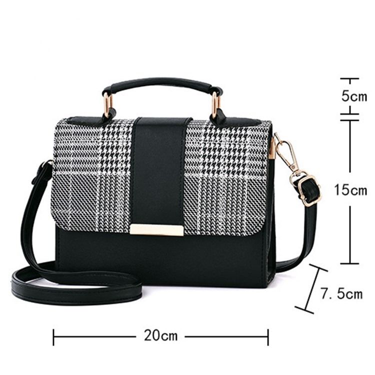 Farbblock Pu-houndstooth Square Tote Bags