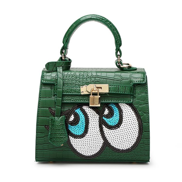 Kroko-geprägte Cartoon-muster Damen Handtasche