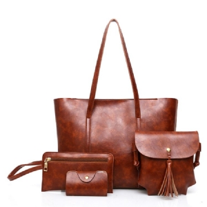 Plain Pu Damen Handtasche (4 Taschen Set)