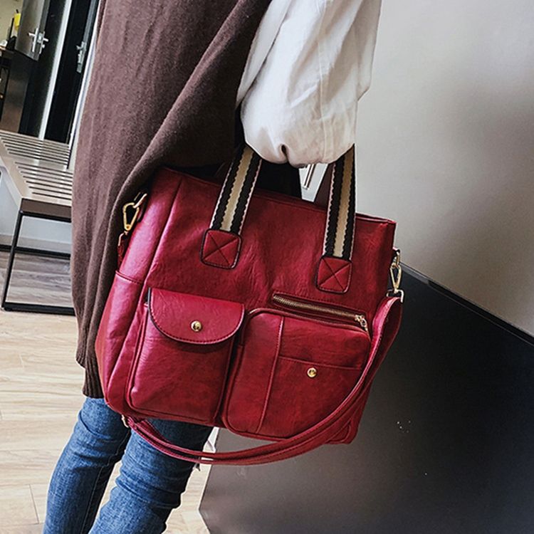 Pu Casual Plain Square Handtasche