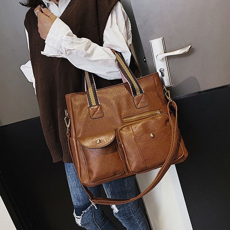 Pu Casual Plain Square Handtasche