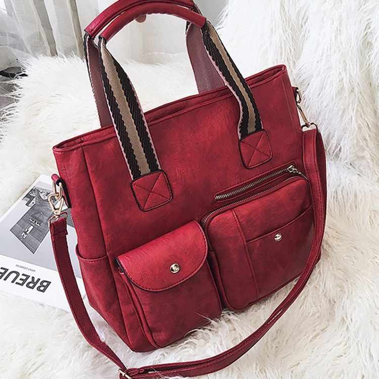 Pu Casual Plain Square Handtasche