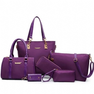 Pu Plissee Plain Flap Bag Set