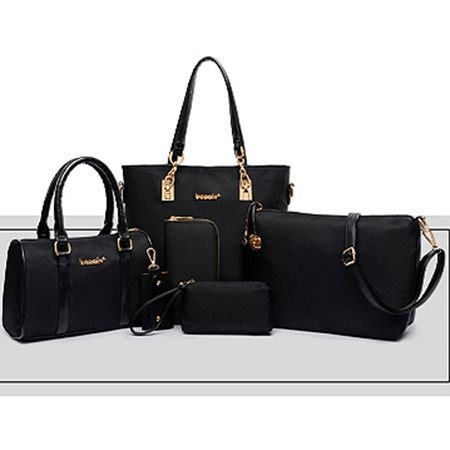 Pu Plissee Plain Flap Bag Set