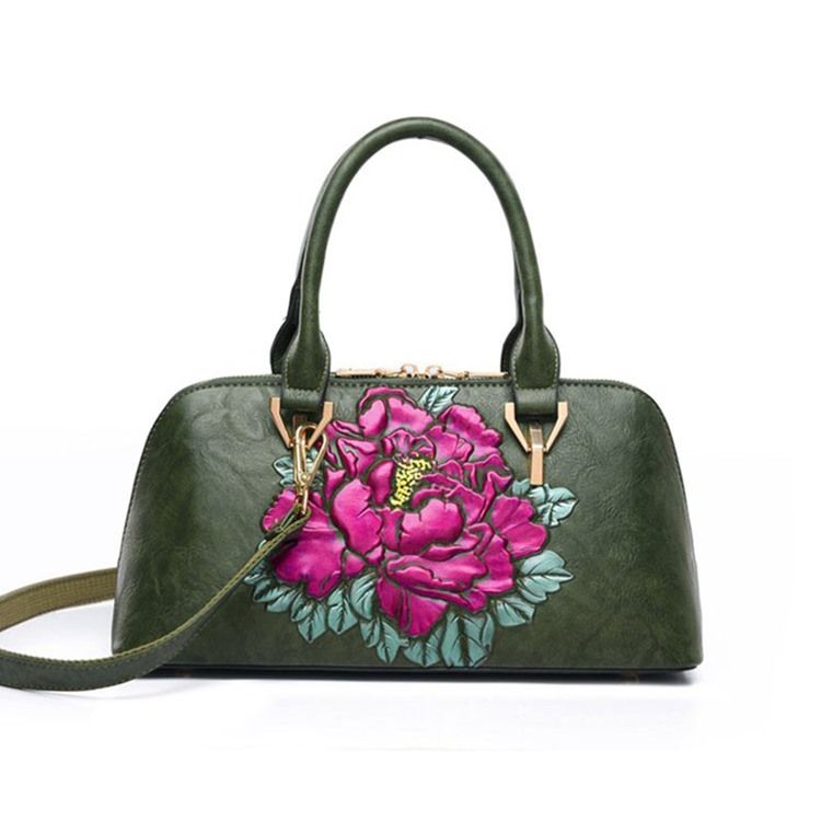 Pu-prägung Blumen Rechteck Handtaschen