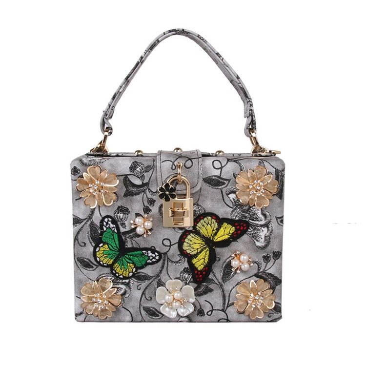 Stilvolle 3d Blumenstickerei Perlenhandtasche