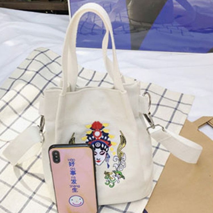 Tote Bags Im Cartoon-stil Mit Leinwanddruck