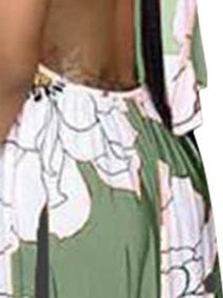 Bodenlanges Ärmelloses Sommer-maxikleid Mit Schnürung Und Blumen