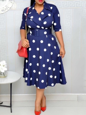 Damen Polka Dots A-linie Mittelhohe Halbe Ärmel Regular Ol Kleider (ohne Bund)