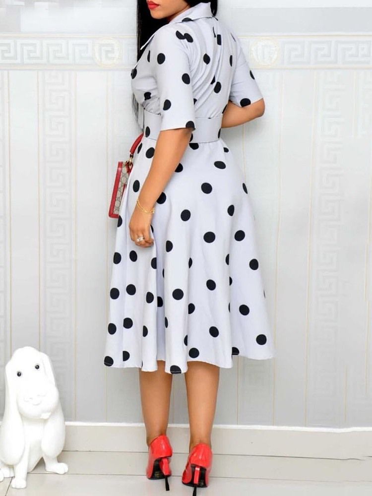 Damen Polka Dots A-linie Mittelhohe Halbe Ärmel Regular Ol Kleider (ohne Bund)