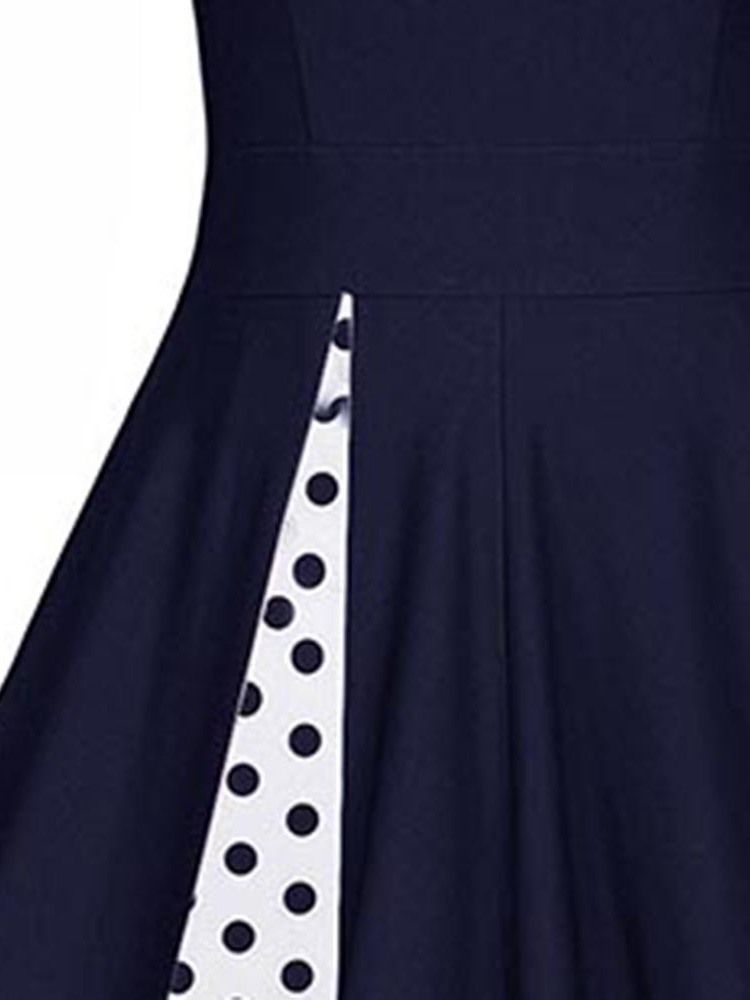 Damen-print Polka Dots Mitte Der Wade A-linie Patchwork Kleid