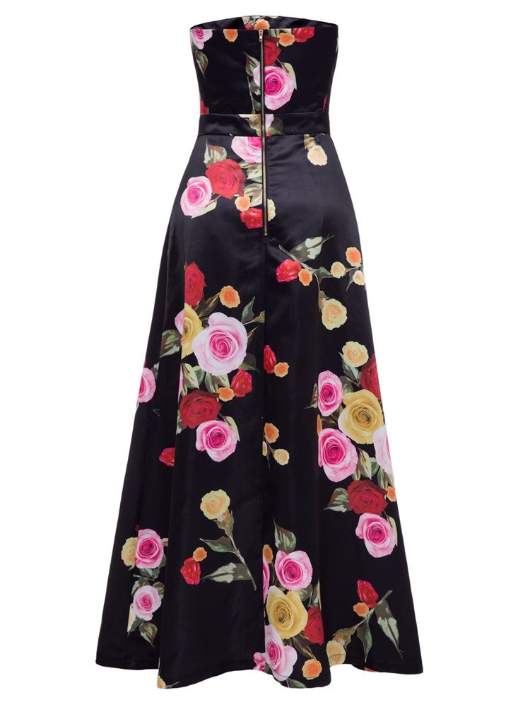 Damen-print Spaghetti-träger-reißverschluss-maxikleid