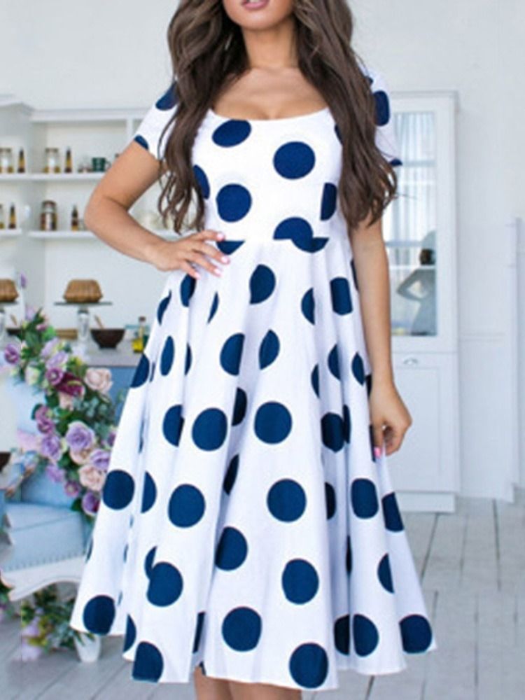 Damen Rundhalsausschnitt Kurzarm Polka Dots Ausgehen A-linien Kleid