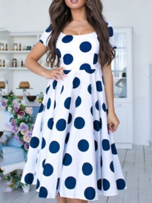 Damen Rundhalsausschnitt Kurzarm Polka Dots Ausgehen A-linien Kleid