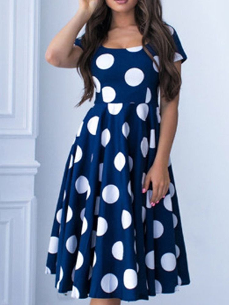 Damen Rundhalsausschnitt Kurzarm Polka Dots Ausgehen A-linien Kleid