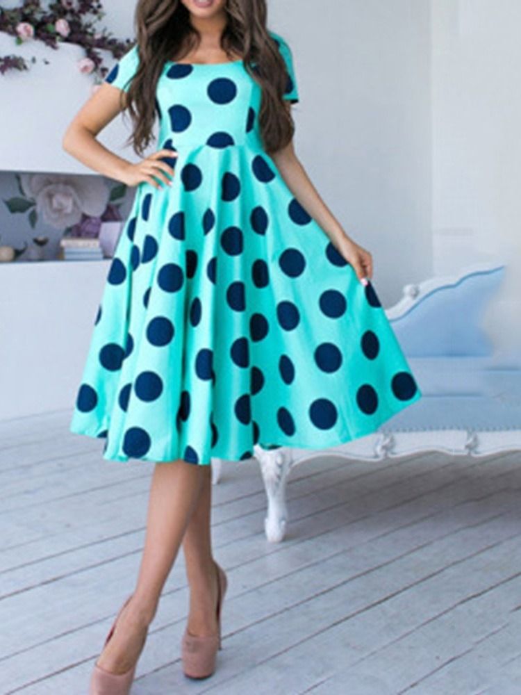 Damen Rundhalsausschnitt Kurzarm Polka Dots Ausgehen A-linien Kleid